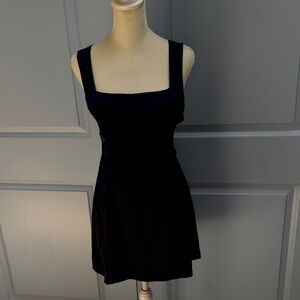 NWT - Urban Outfitters Bri Double Bow Navy Blue Satin Mini Dress (Size S)